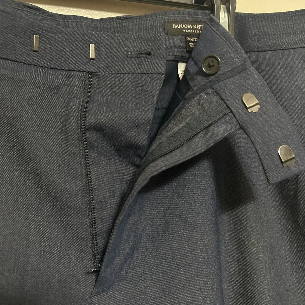 Banana Republic Trousers 38x29 Navy Blue Work Casual Tailored Performance Pants